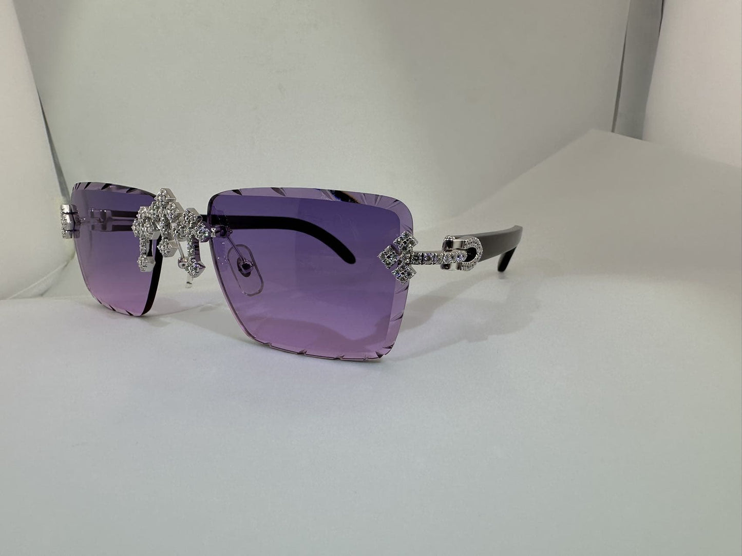 Woods VVS1 Moissanite Cross Sunglasses 'Purple'