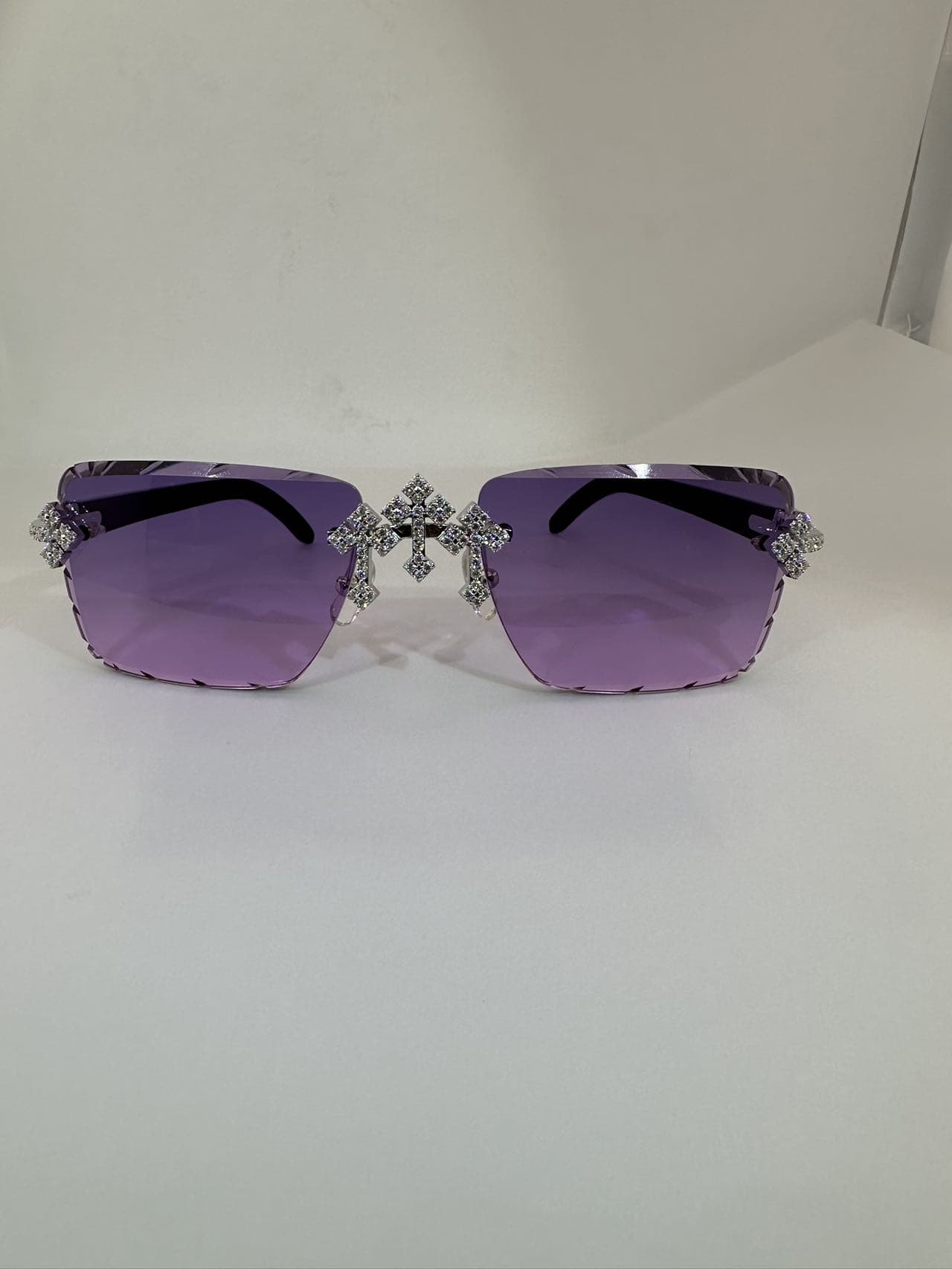 Woods VVS1 Moissanite Cross Sunglasses 'Purple'