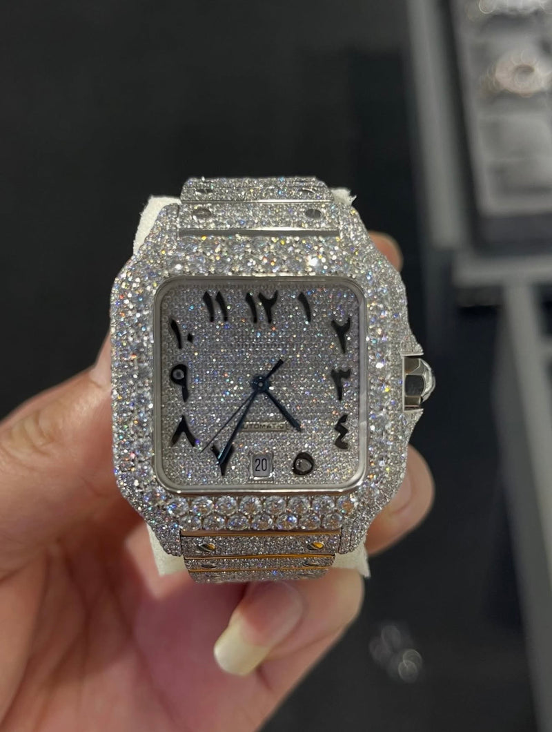Santos VVS1 Moissanite Arabic Dial 41mm 'White'