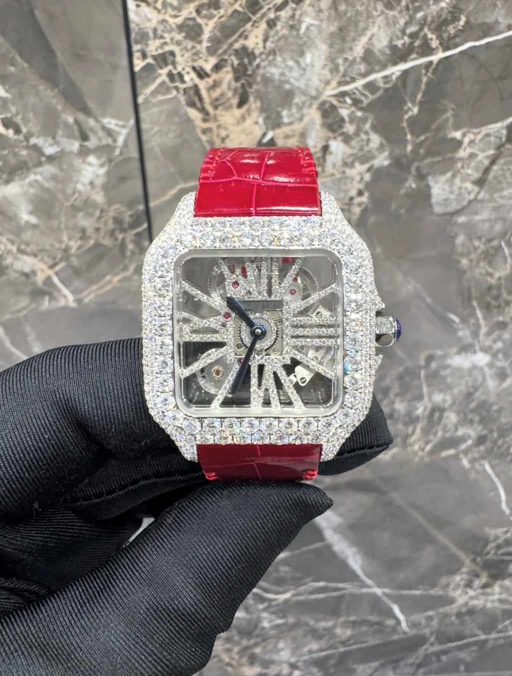 Skeleton VVS1 Moissanite 41mm 'White/Red'
