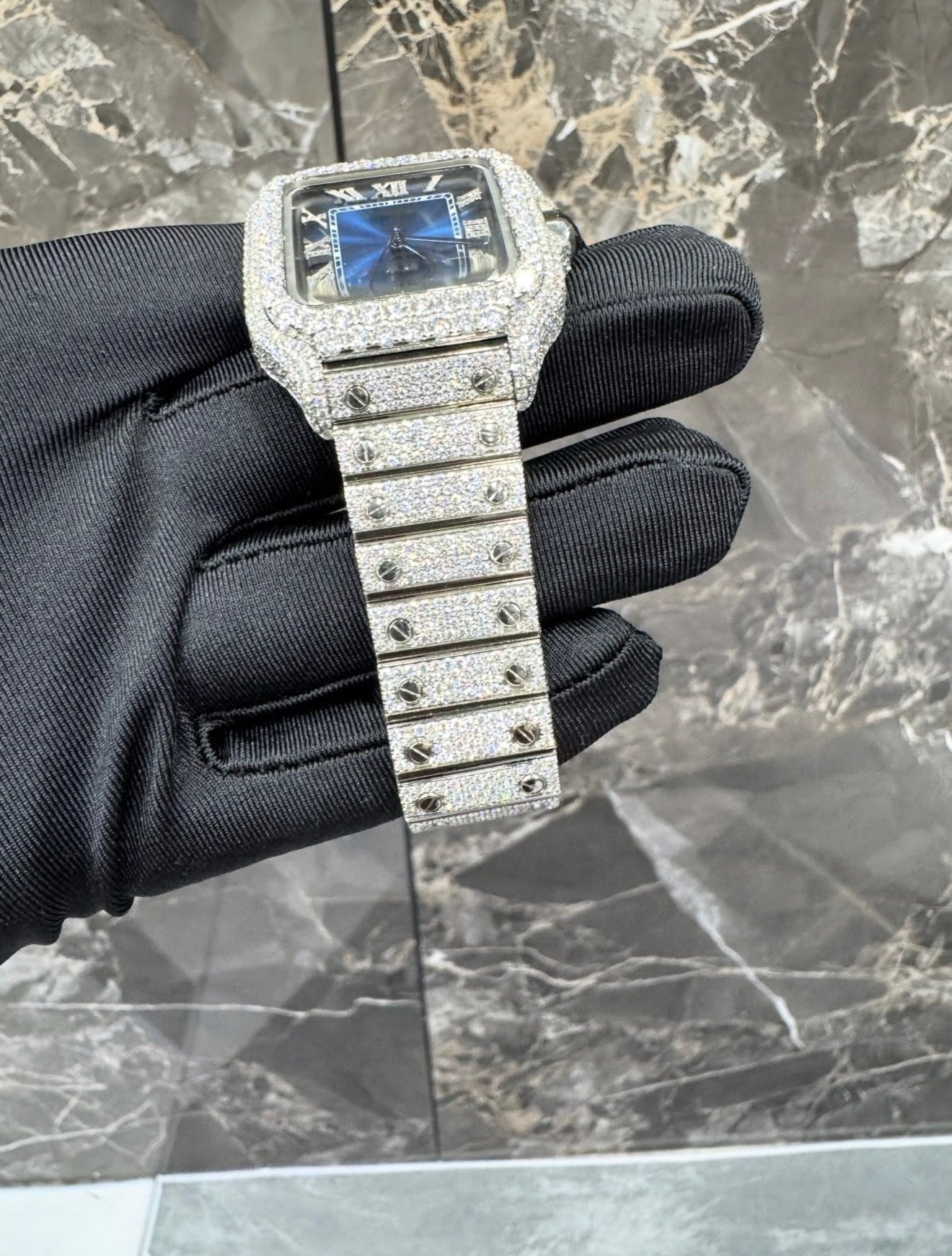 Santos VVS1 Moissanite 41mm 'White/Blue Dial'