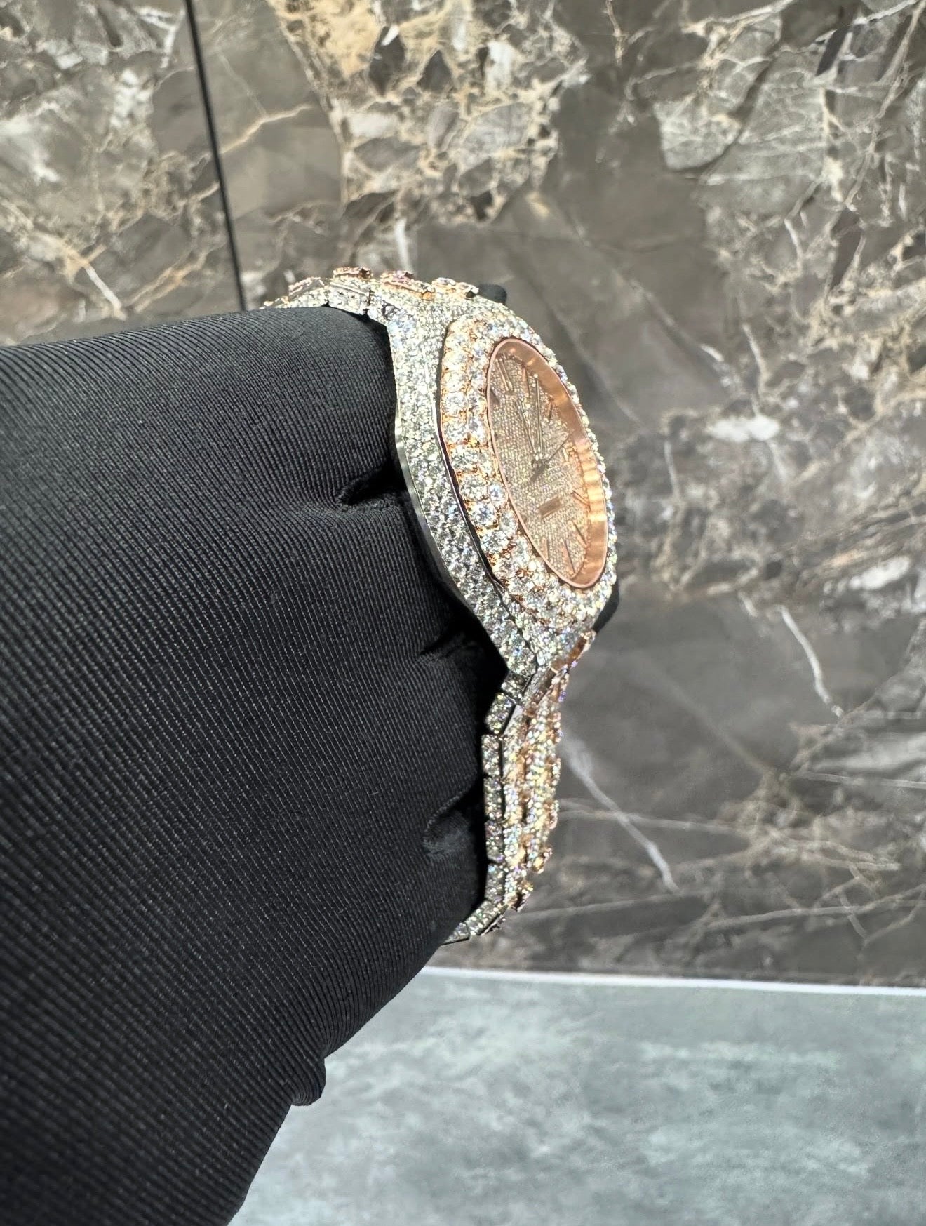 Royal Oak VVS1 Moissanite 41mm Two-Tone 'Rose Gold' White Dial
