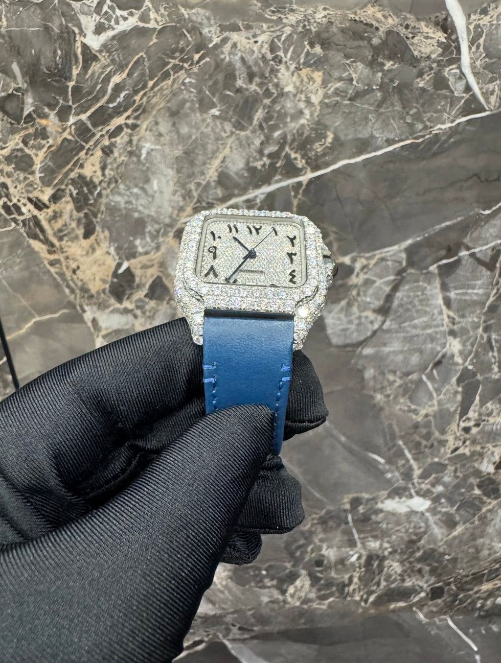 Santos VVS1 Moissanite Arabic Dial 41mm 'White/Blue'