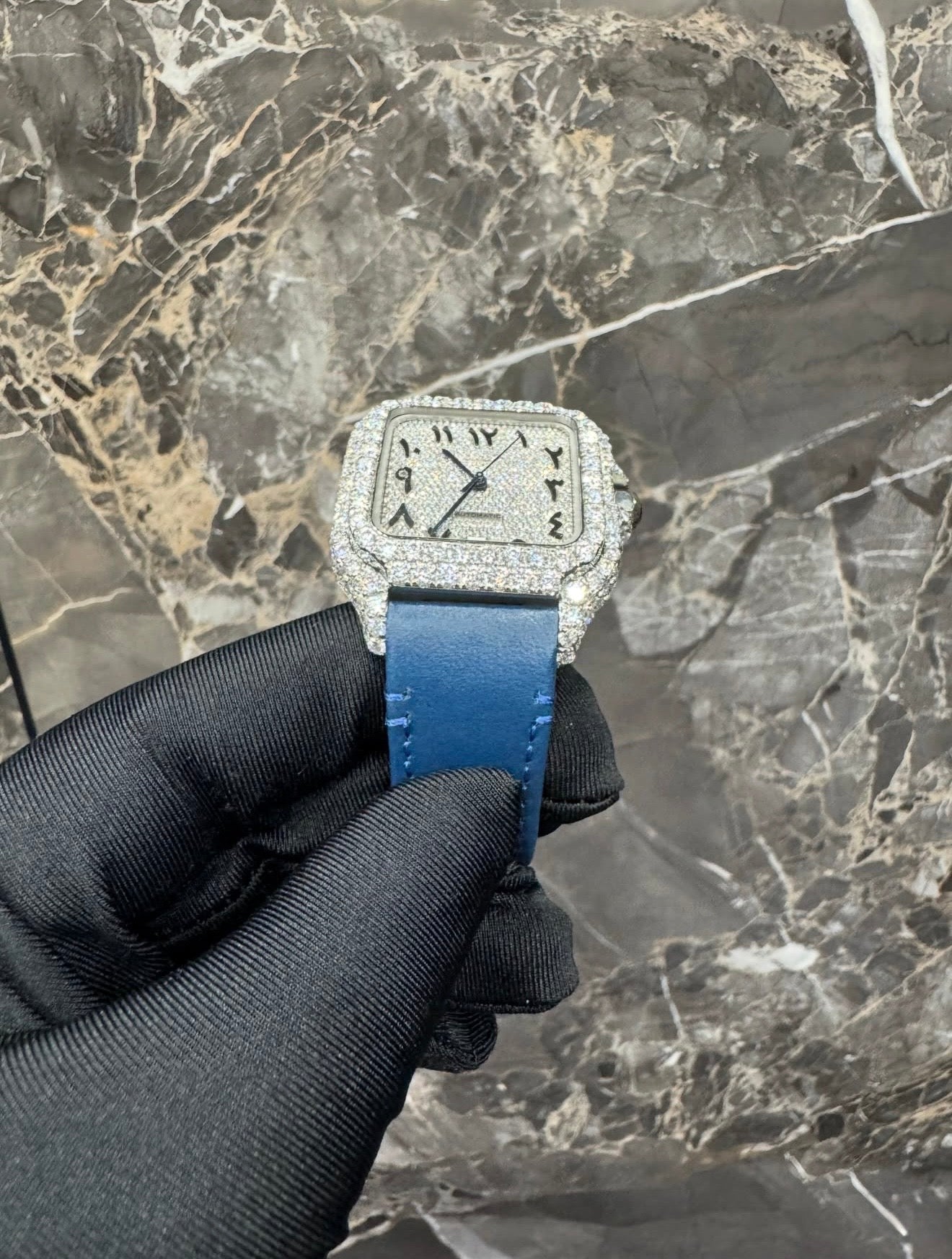 Santos VVS1 Moissanite Arabic Dial 41mm 'White/Blue'