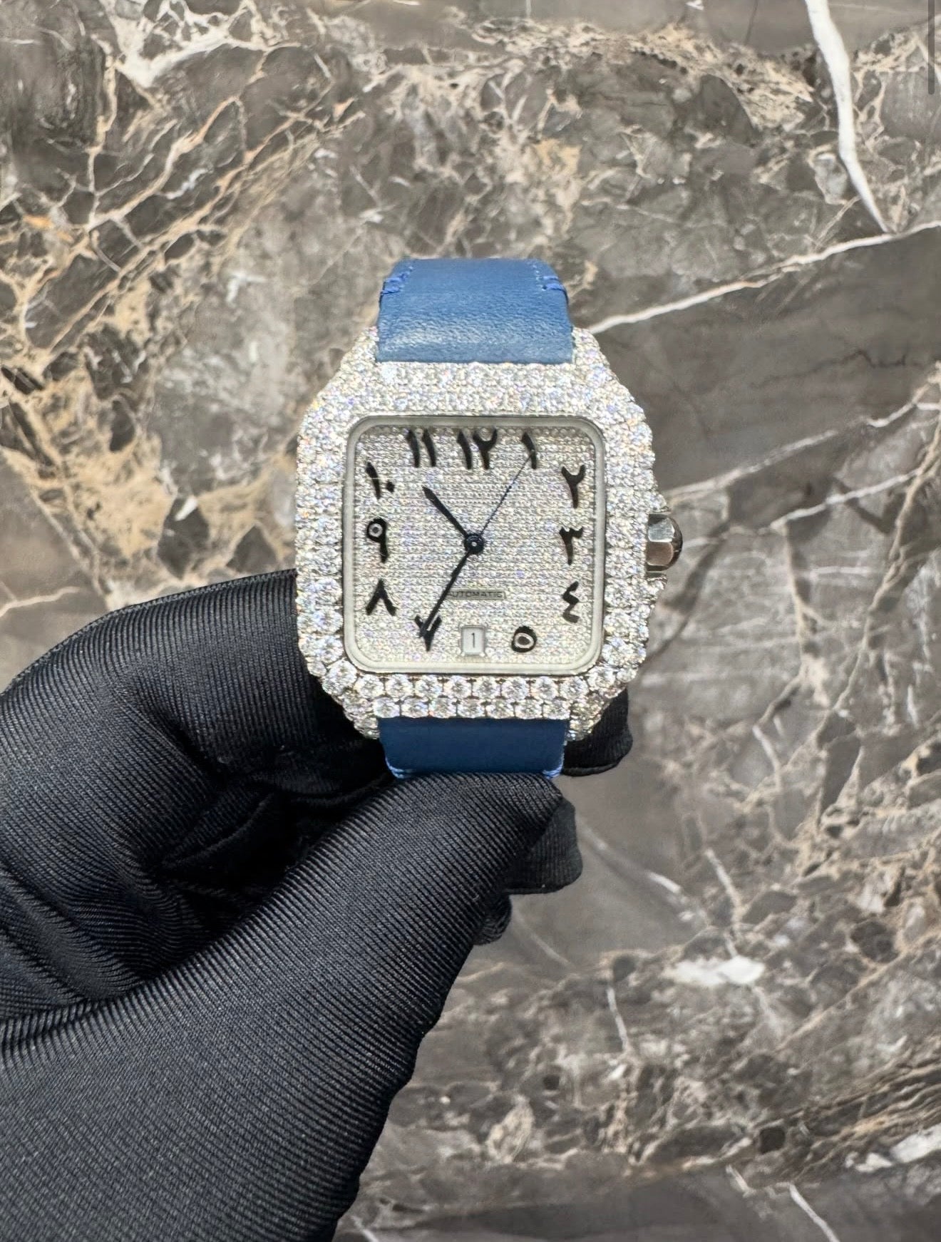 Santos VVS1 Moissanite Arabic Dial 41mm 'White/Blue'