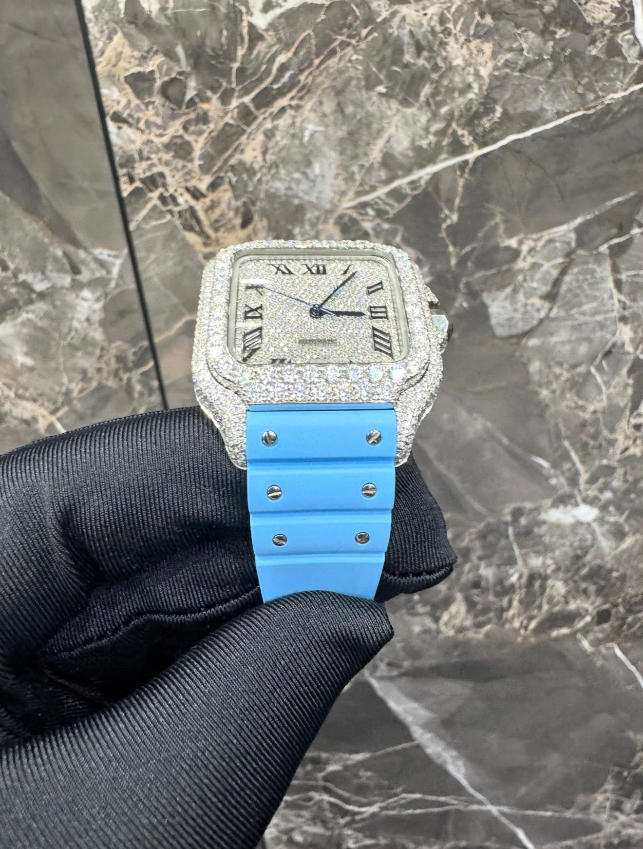 Santos VVS1 Moissanite 41mm 'White/Blue'