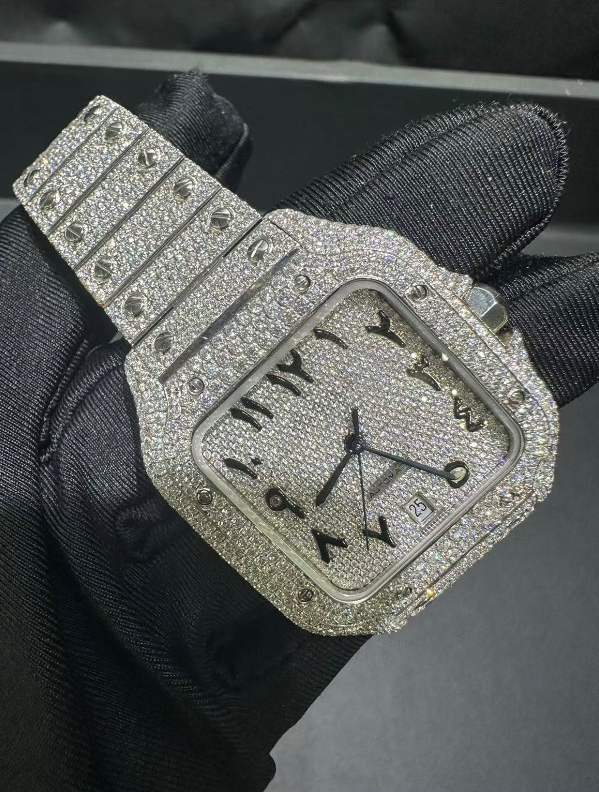 Santos VVS1 Moissanite Arabic Dial 41mm 'White'