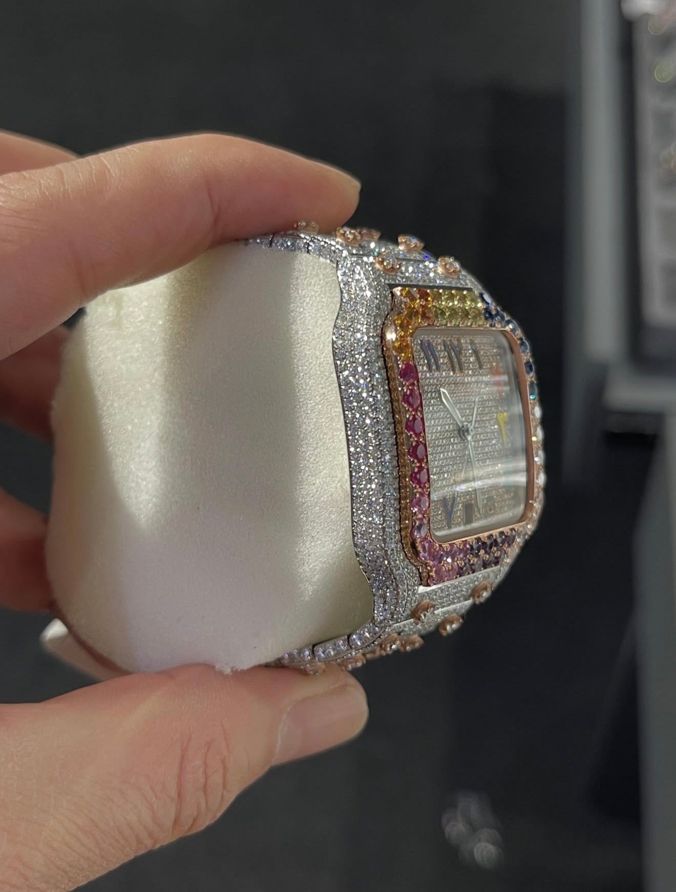 Santos VVS1 Moissanite Two-Tone 41mm 'Rose Gold' Muiltcolor