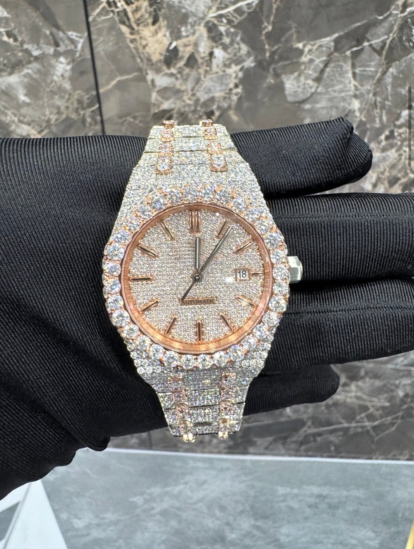 Royal Oak VVS1 Moissanite 41mm Two-Tone 'Rose Gold' White Dial