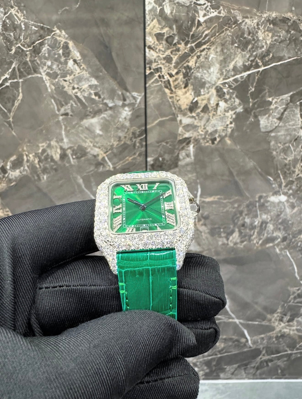 Santos VVS1 Moissanite 41mm 'White' Green Dial