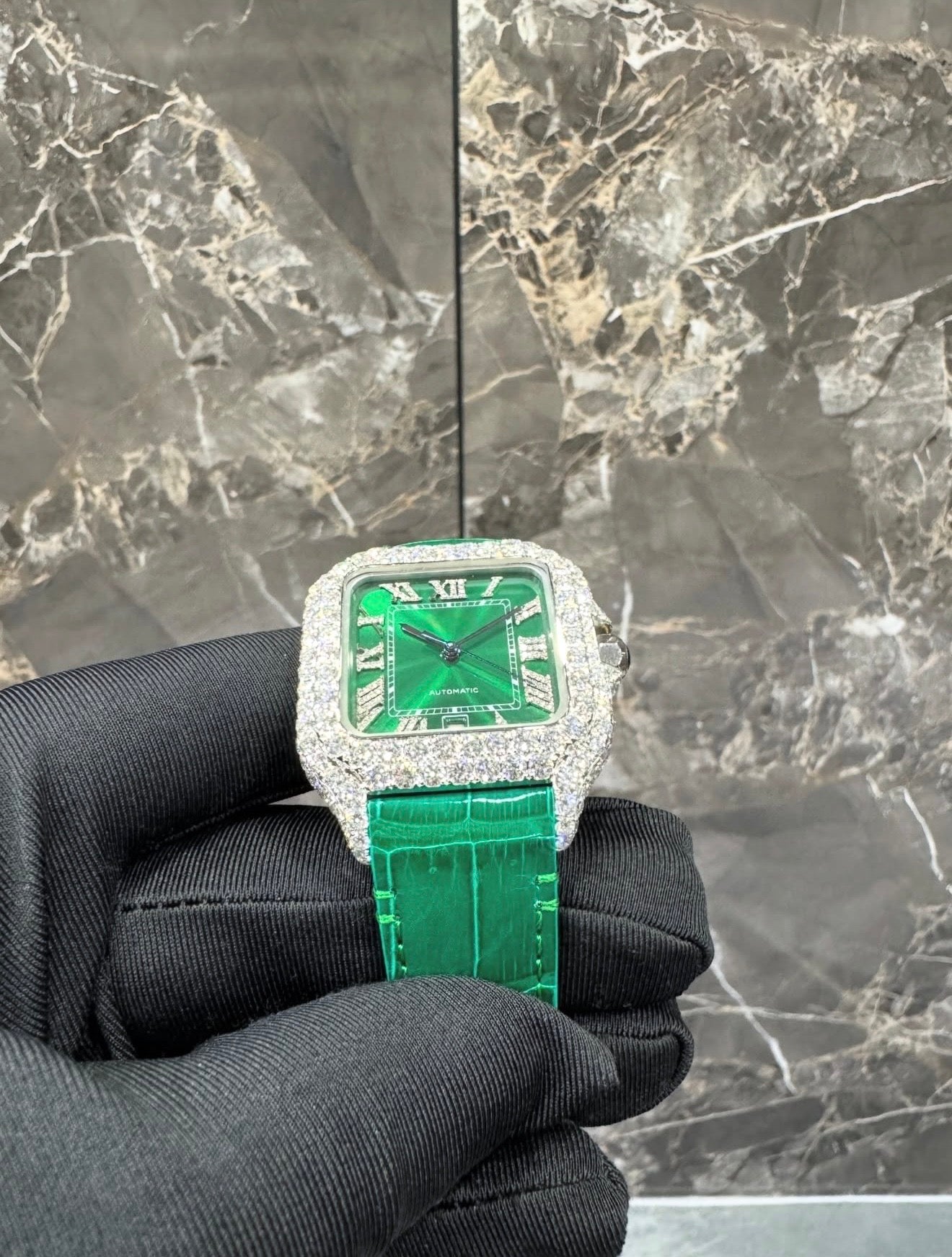 Santos VVS1 Moissanite 41mm 'White' Green Dial