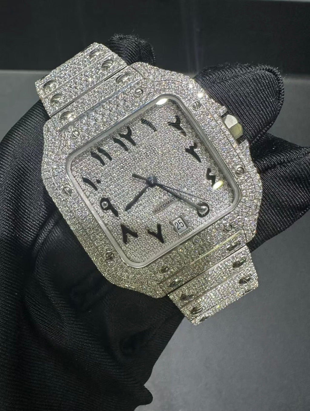 Santos VVS1 Moissanite Arabic Dial 41mm 'White'