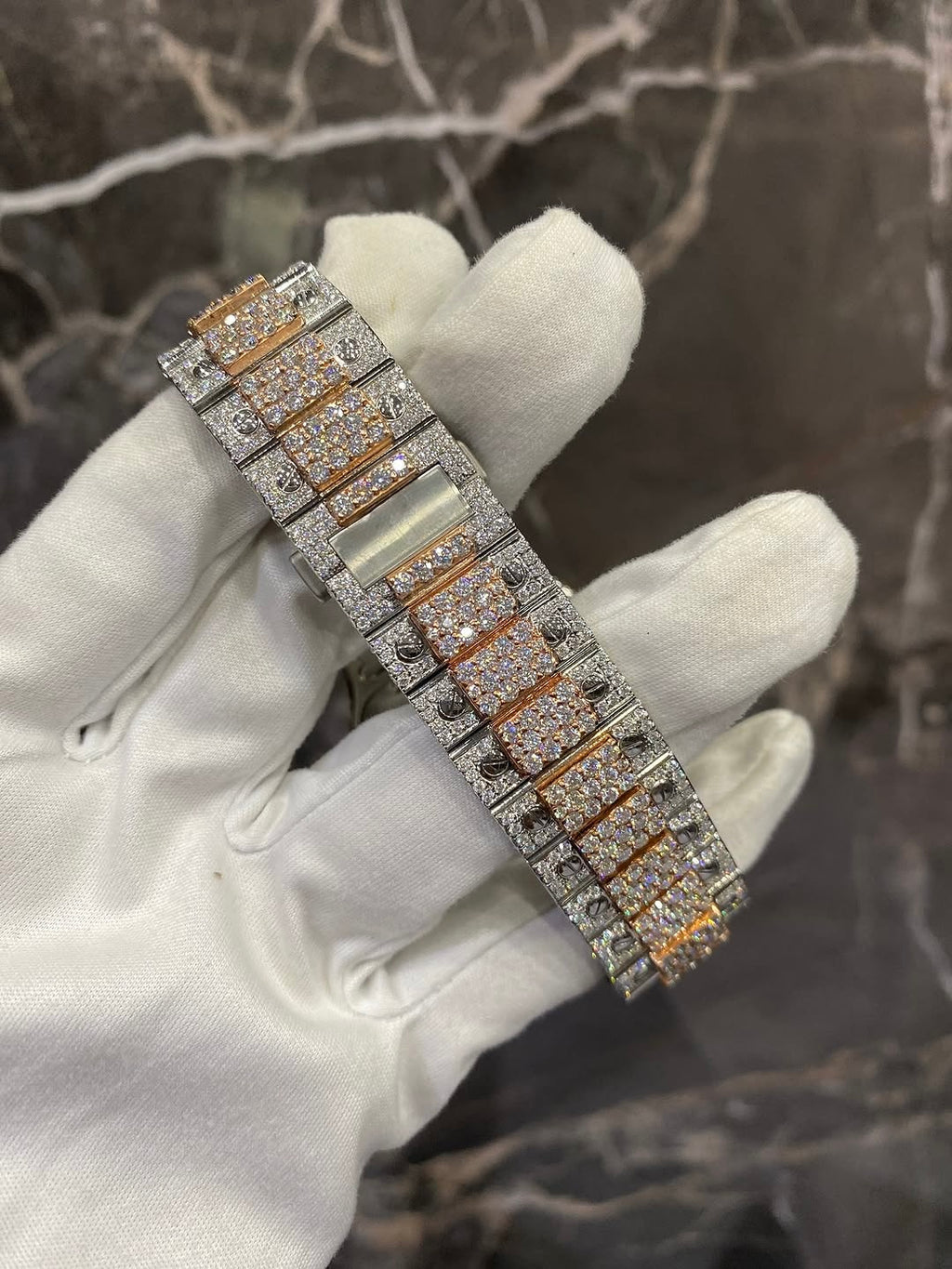 Santos VVS1 Moissanite 41mm 'Rose Gold' White Dial