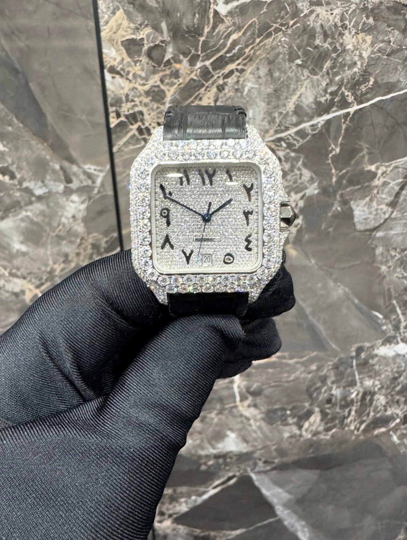 Santos VVS1 Moissanite Arabic Dial 41mm 'White/Black'