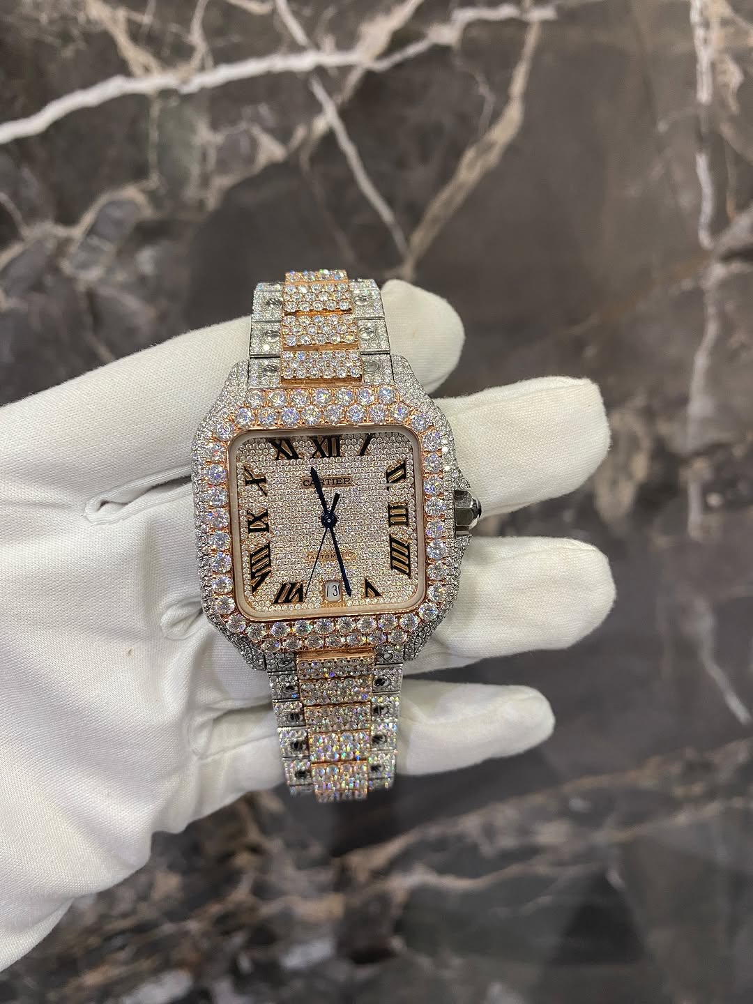 Santos VVS1 Moissanite 41mm 'Rose Gold'