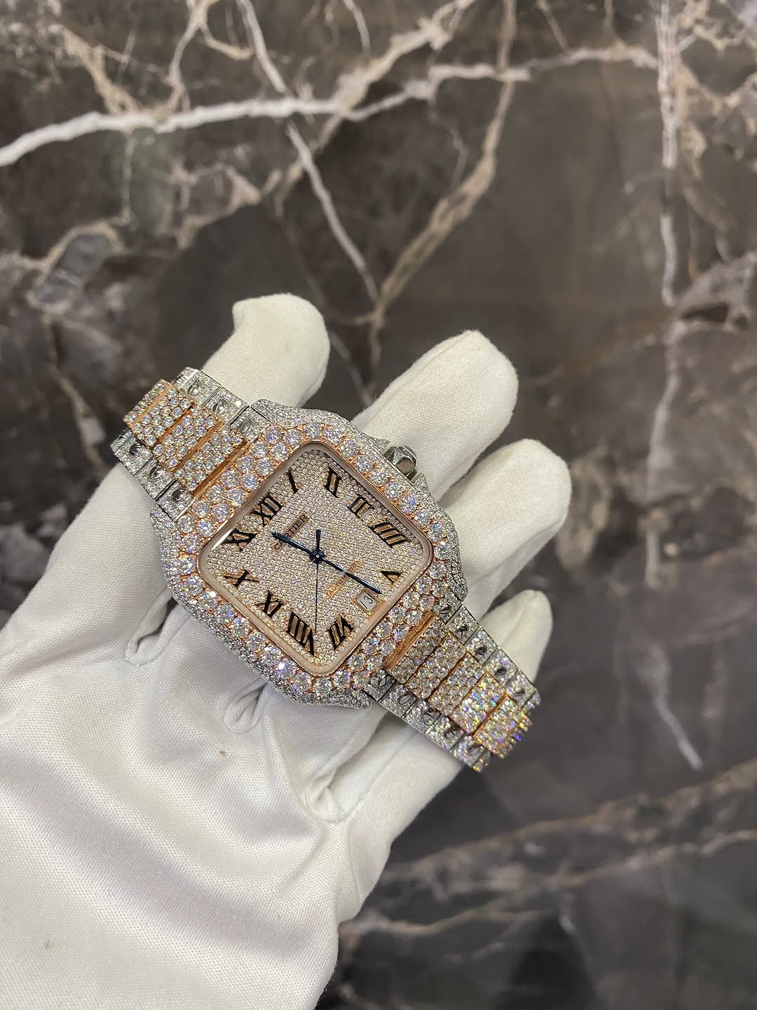 Santos VVS1 Moissanite 41mm 'Rose Gold'