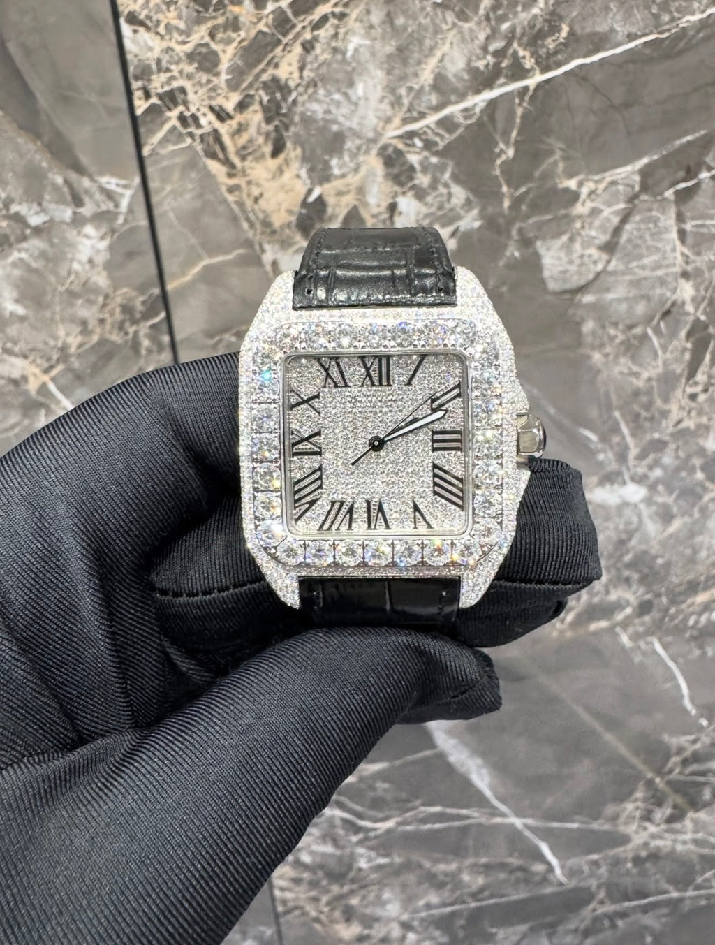 Santos VVS1 Moissanite 41mm 'White/Black'