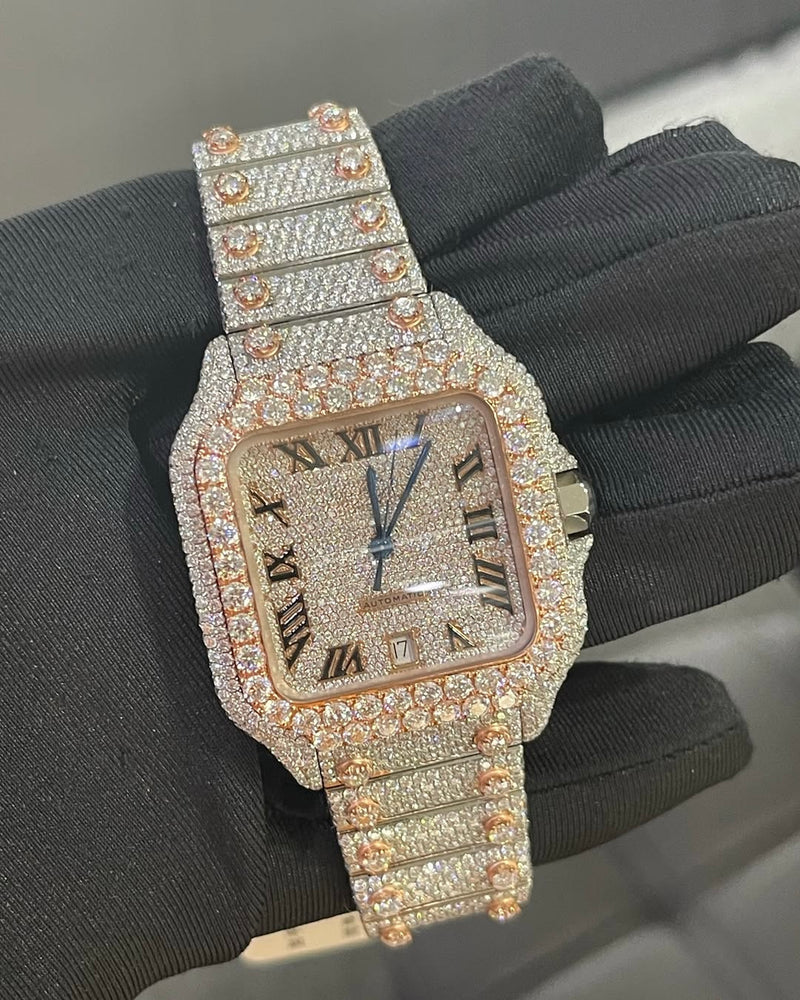 Santos VVS1 Moissanite 41mm Two-Tone 'Rose Gold'