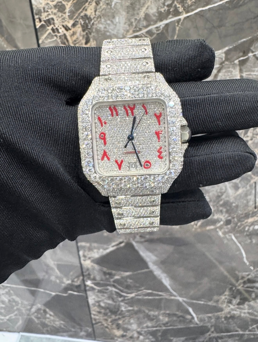 Santos VVS1 Moissanite 41mm Arabic Dial 'White'