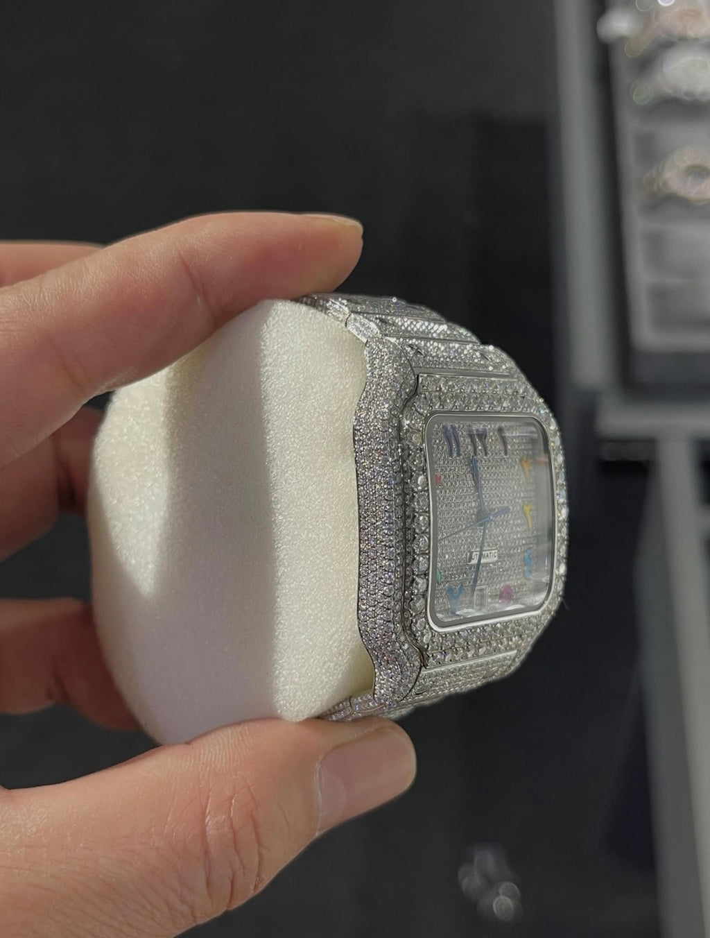 Santos VVS1 Moissanite Arabic Dial 41mm 'White' Multicolor