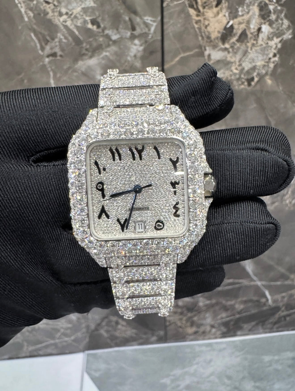 Santos VVS1 Moissanite Arabic Dial 41mm Two-Tone 'White'
