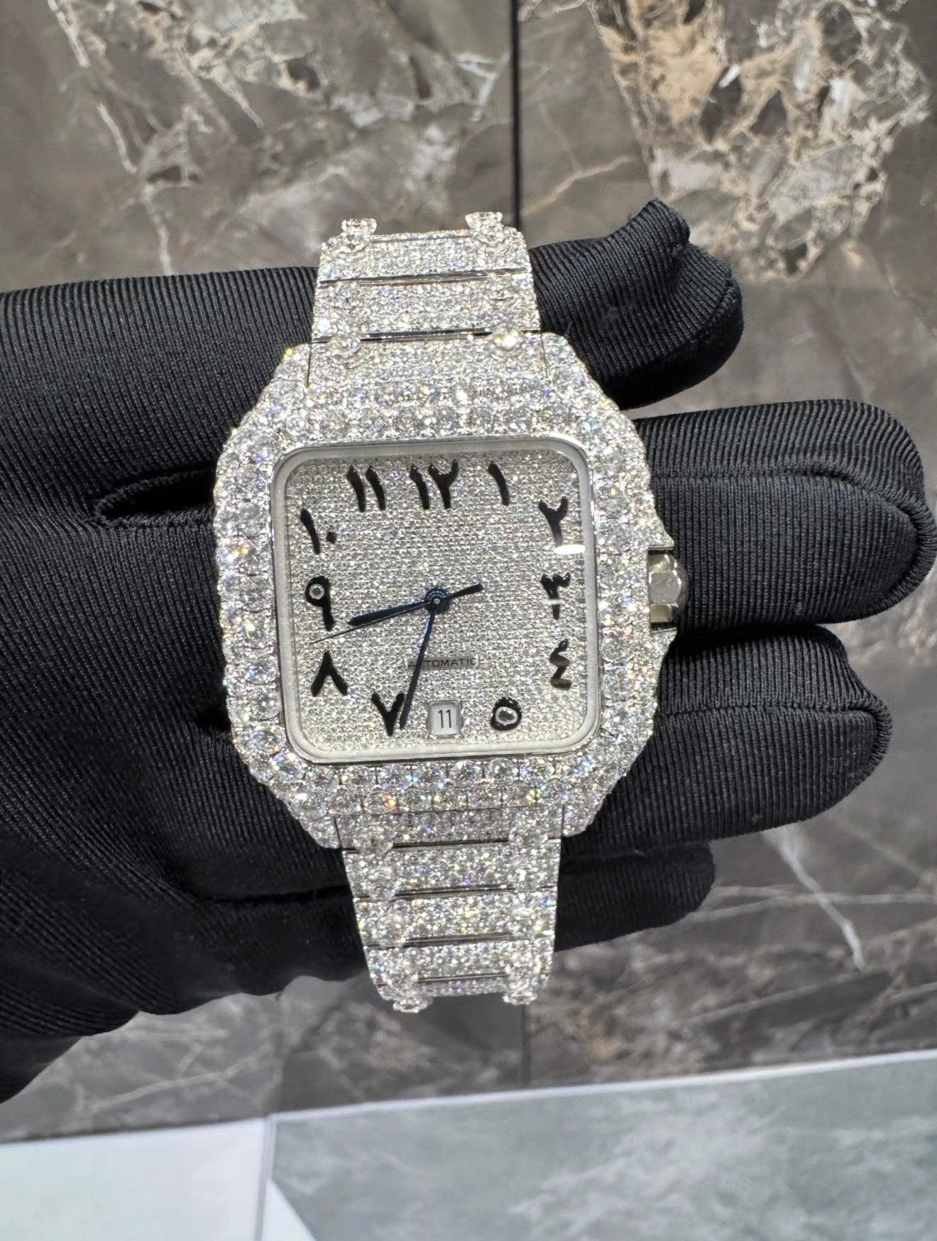 Santos VVS1 Moissanite Arabic Dial 41mm Two-Tone 'White'