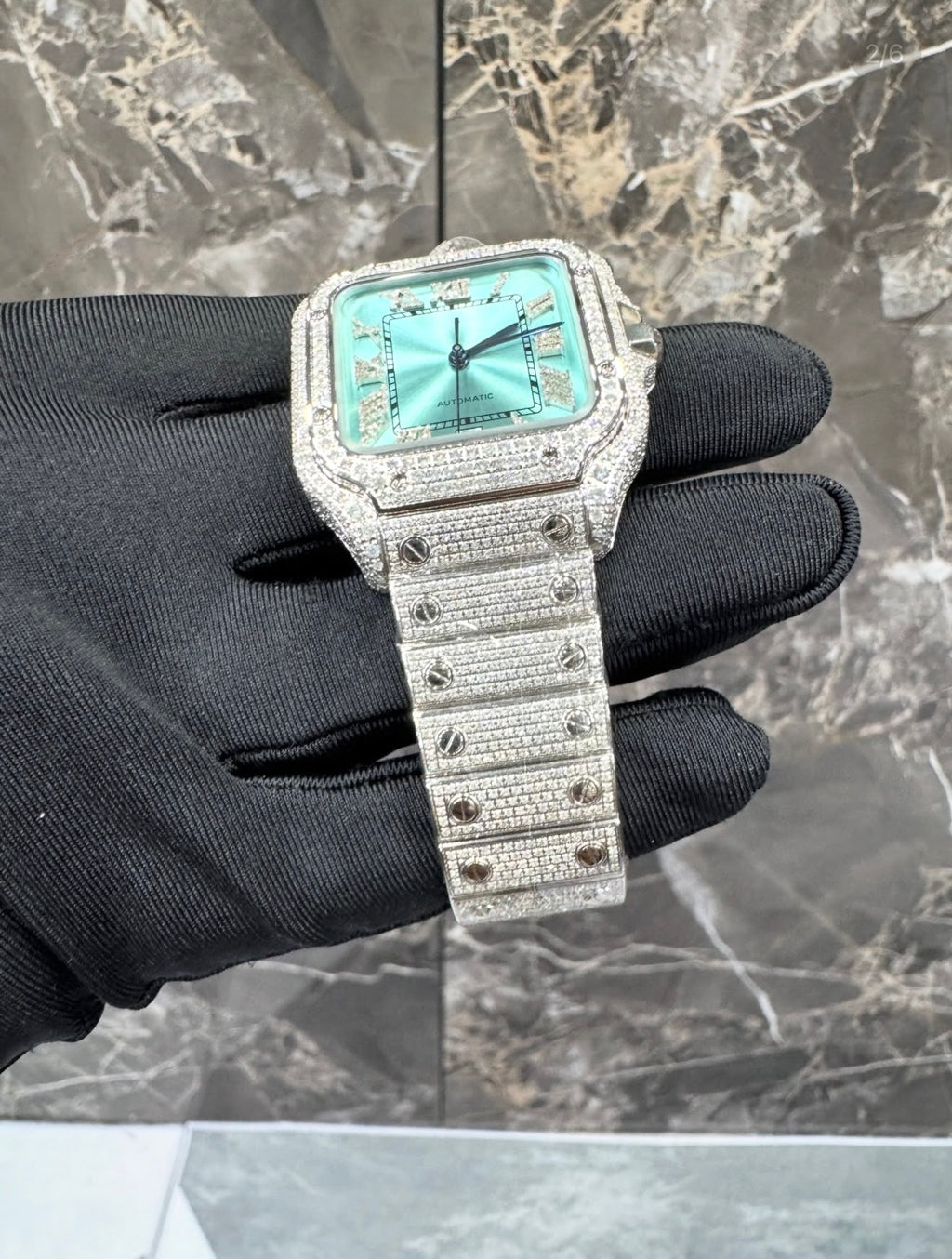 Santos VVS1 Moissanite 41mm 'White' Tiffany Blue