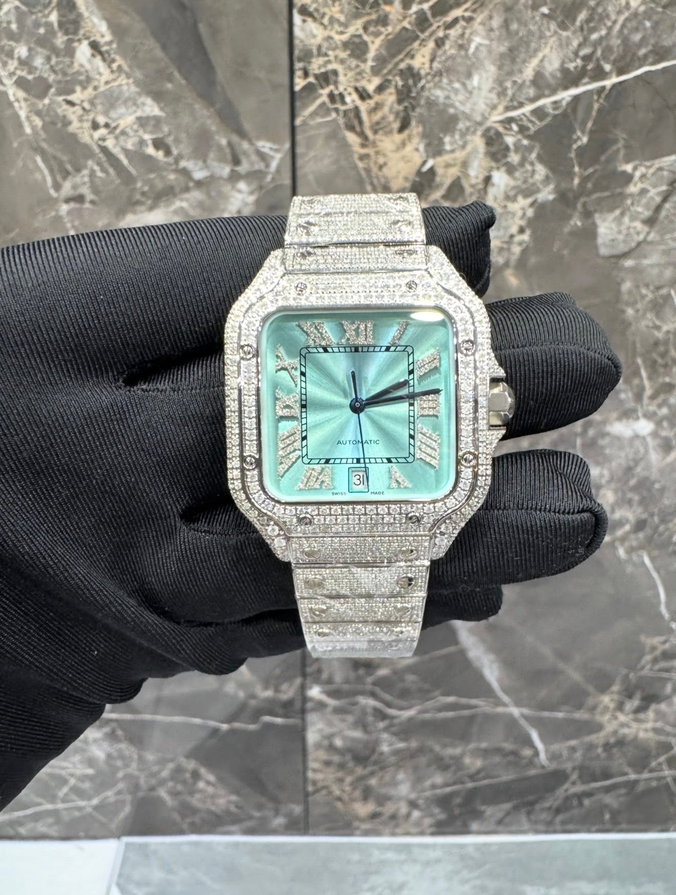 Santos VVS1 Moissanite 41mm 'White' Tiffany Blue