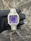 Santos VVS1 Moissanite 41mm 'White' Purple Dial