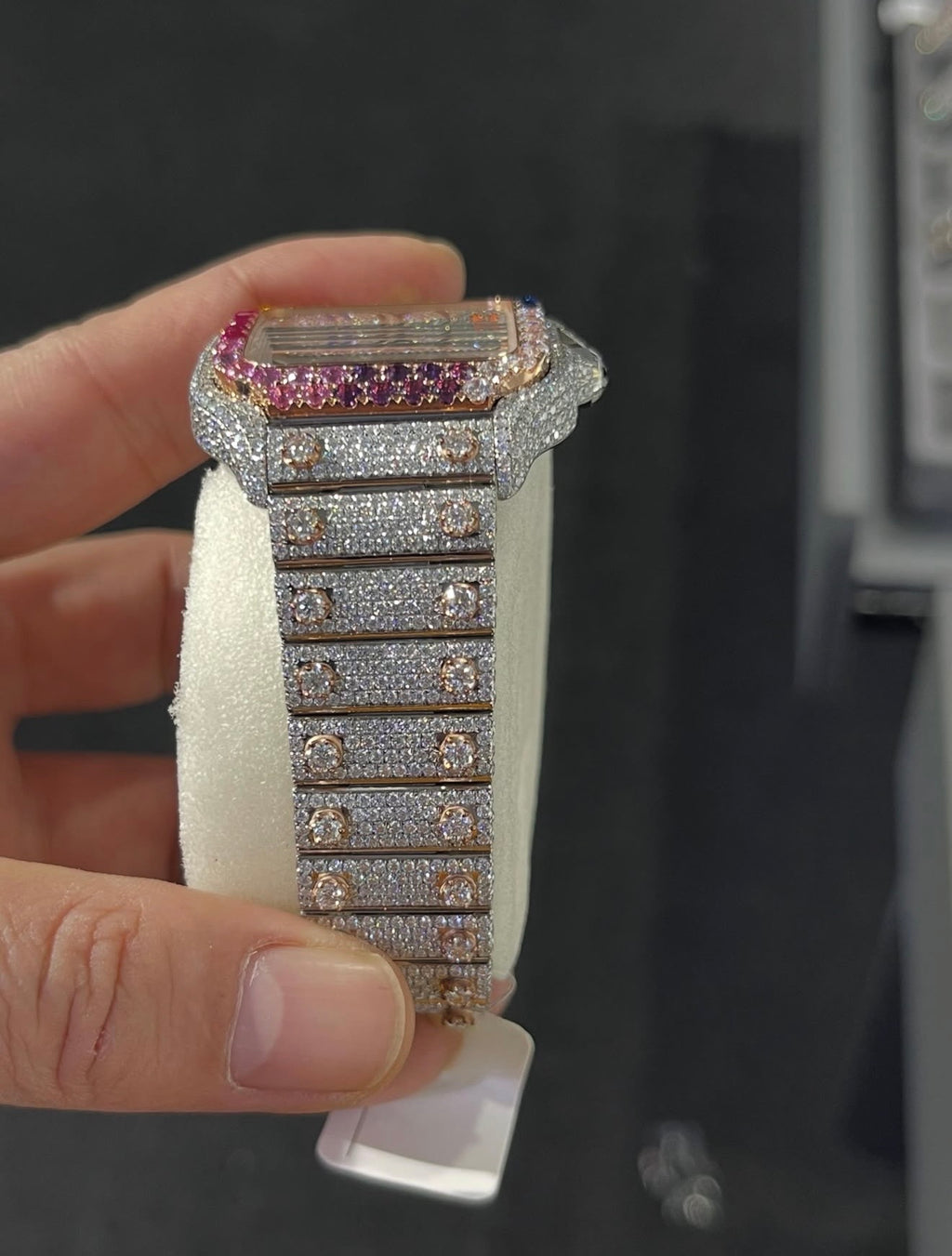 Santos VVS1 Moissanite Two-Tone 41mm 'Rose Gold' Muiltcolor