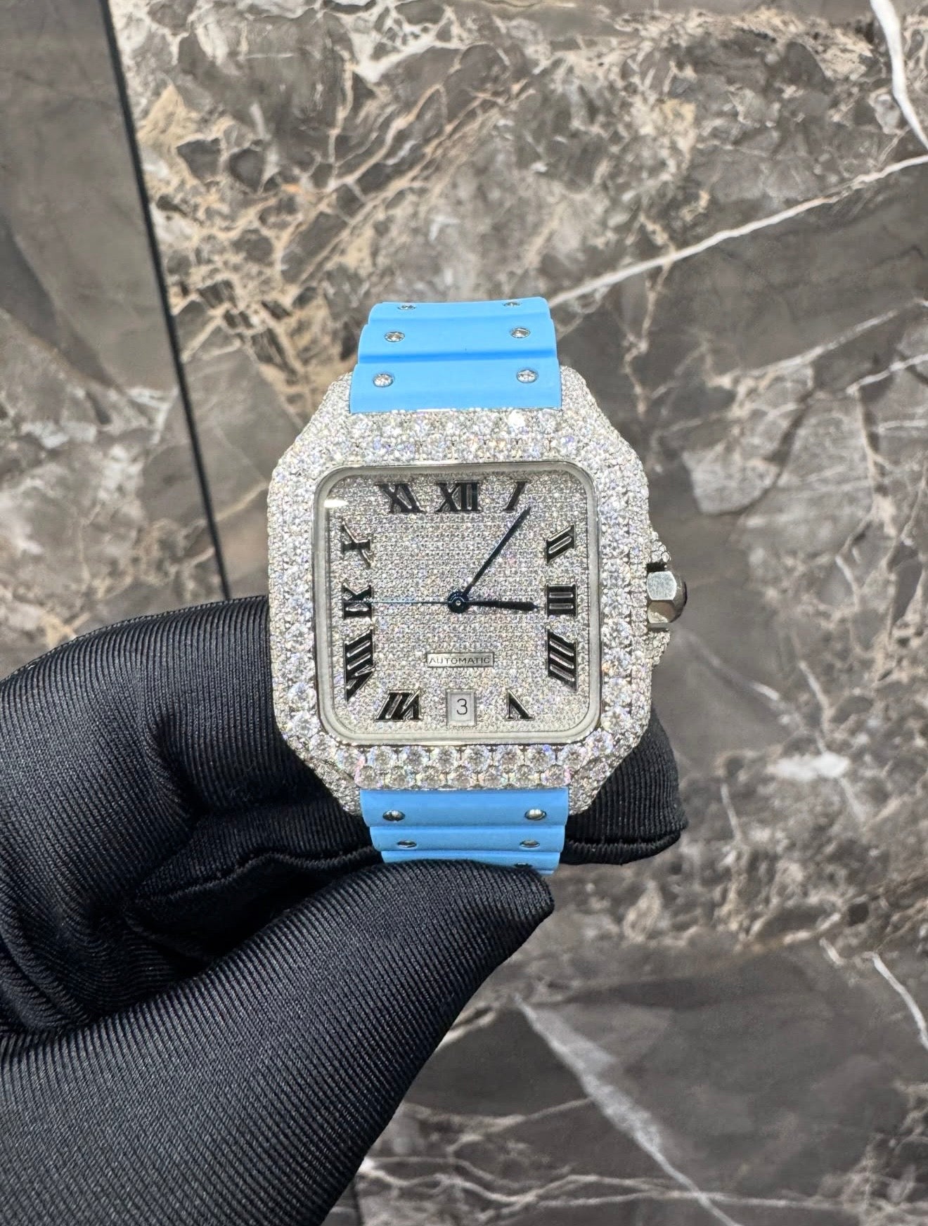 Santos VVS1 Moissanite 41mm 'White/Blue'