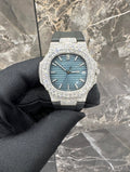 Nautilus VVS1 Moissanite 41mm 'White/Black' Blue Dial