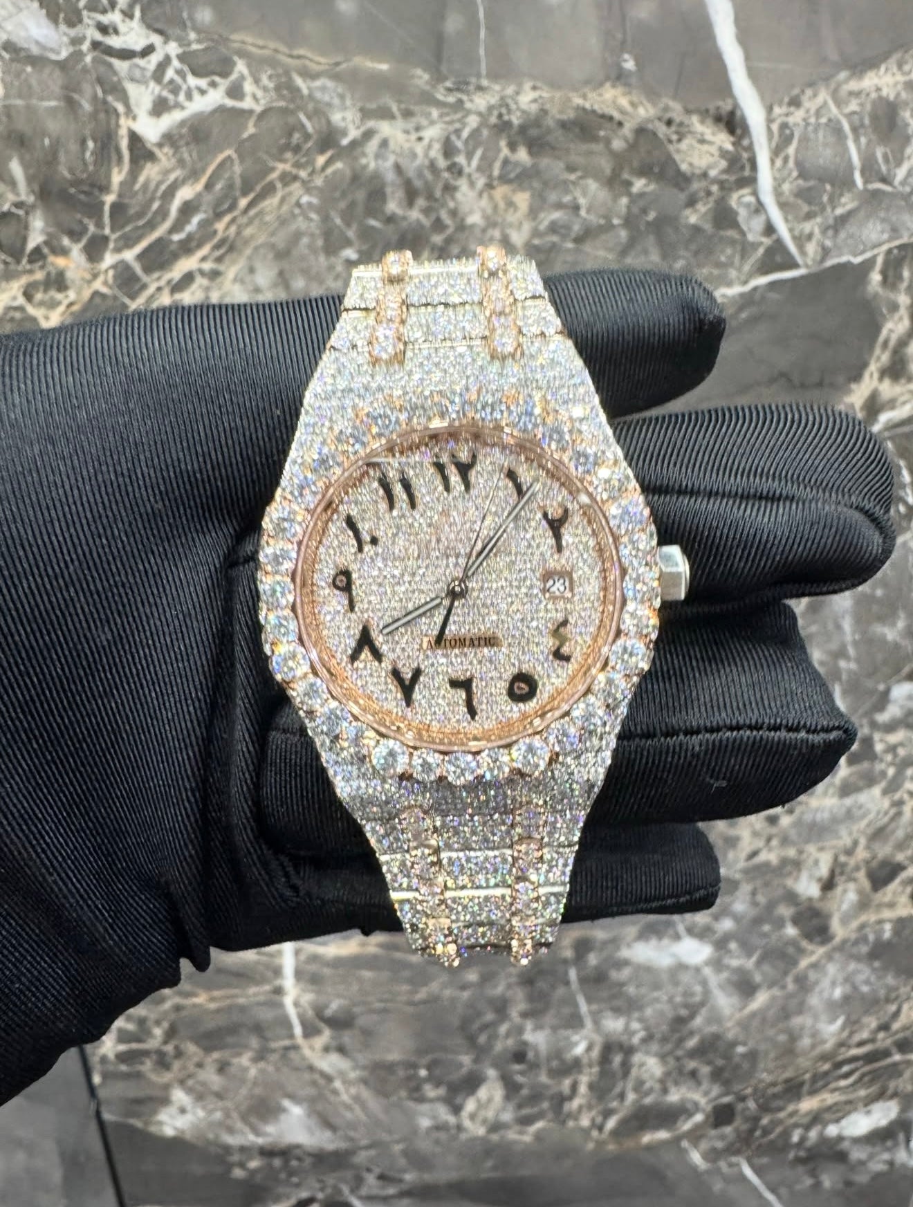 Royal Oak VVS1 Moissanite Arabic Dial 41mm 'Rose Gold' White Dial