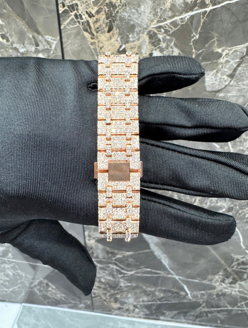 Royal Oak VVS1 Moissanite 41mm Two-Tone 'Rose' Black Dial