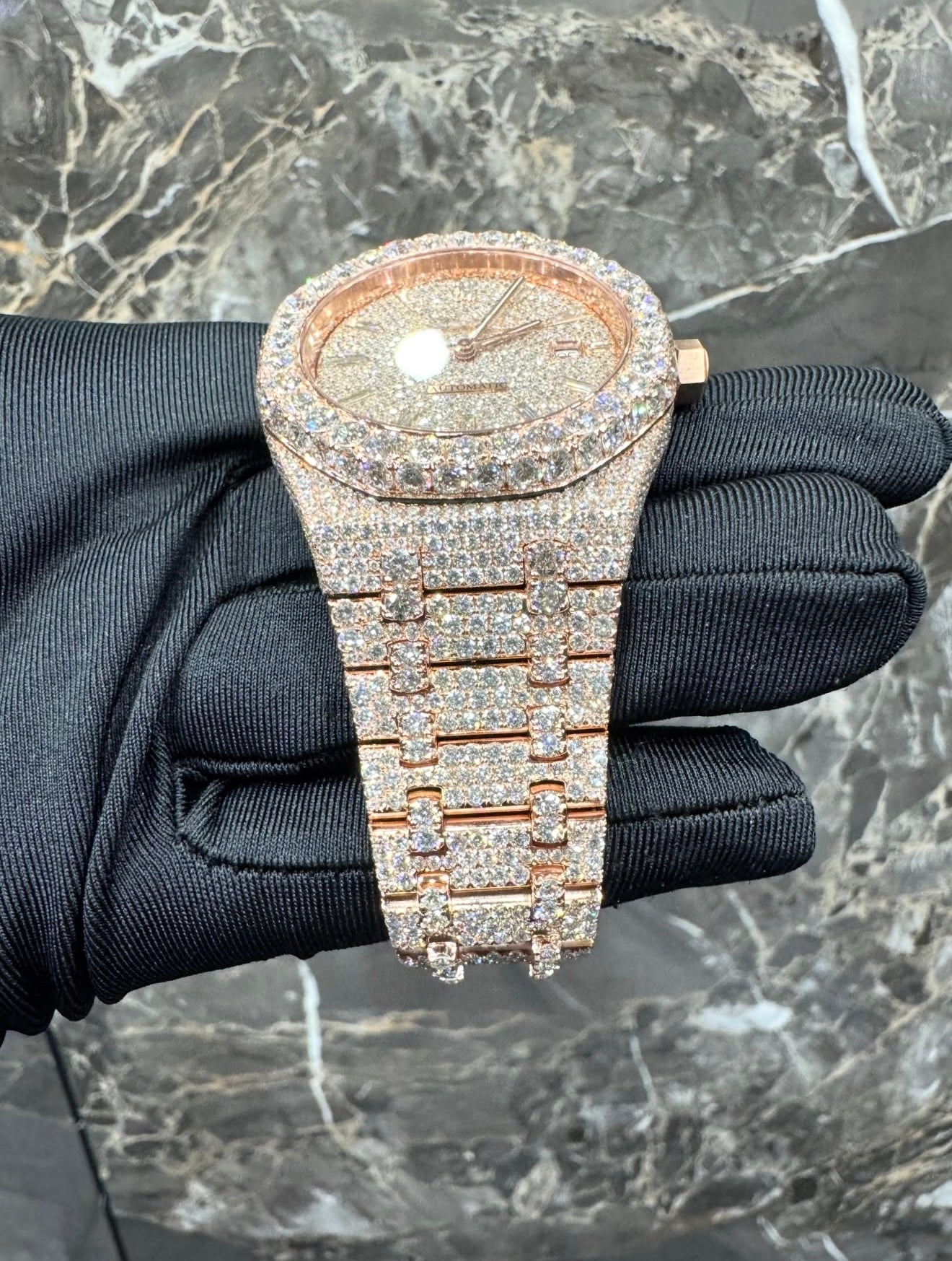 Royal Oak VVS1 Moissanite 41mm Two-Tone 'Rose' White Dial