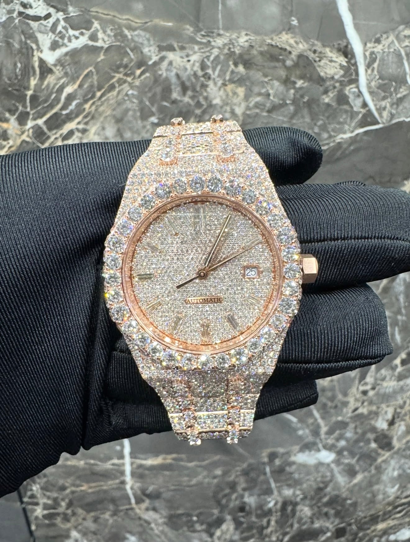 Royal Oak VVS1 Moissanite 41mm Two-Tone 'Rose' White Dial