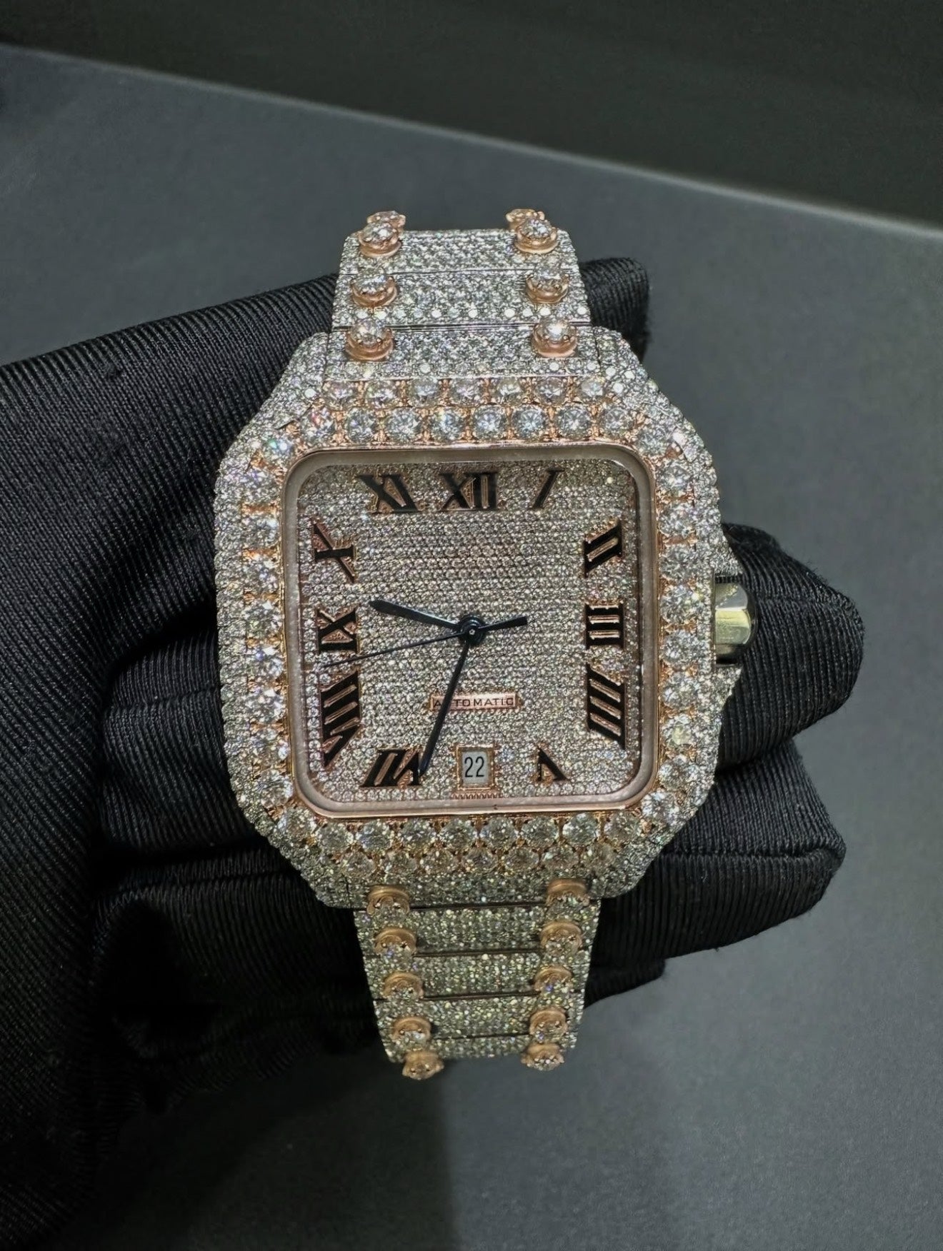 Santos VVS1 Moissanite 41mm Two-Tone 'Rose Gold'