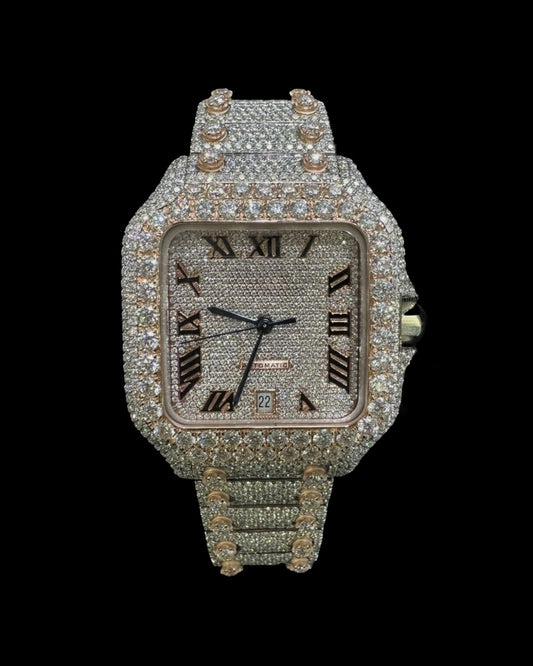 Santos VVS1 Moissanite 41mm Two-Tone 'Rose Gold'