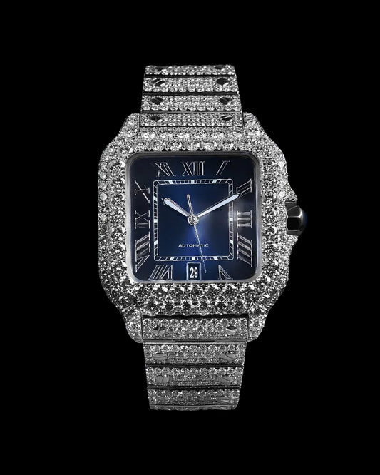 Santos VVS1 Moissanite 41mm 'White/Blue Dial'