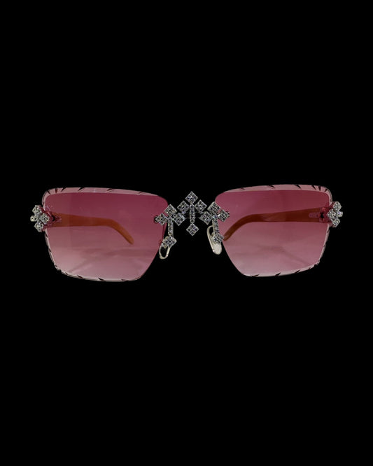 Woods VVS1 Moissanite Cross Sunglasses 'Red'