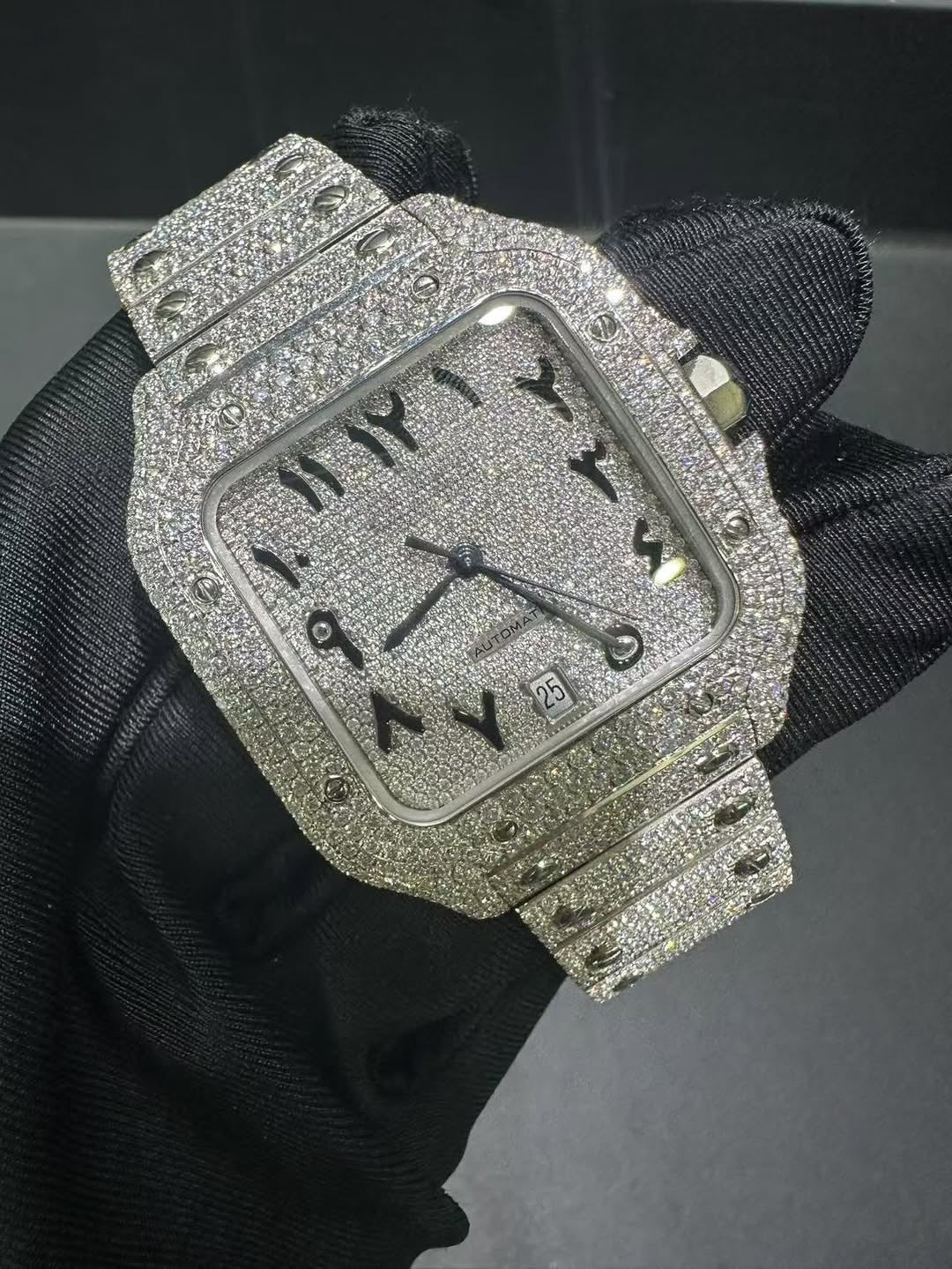 Santos VVS1 Moissanite Arabic Dial 41mm 'White'