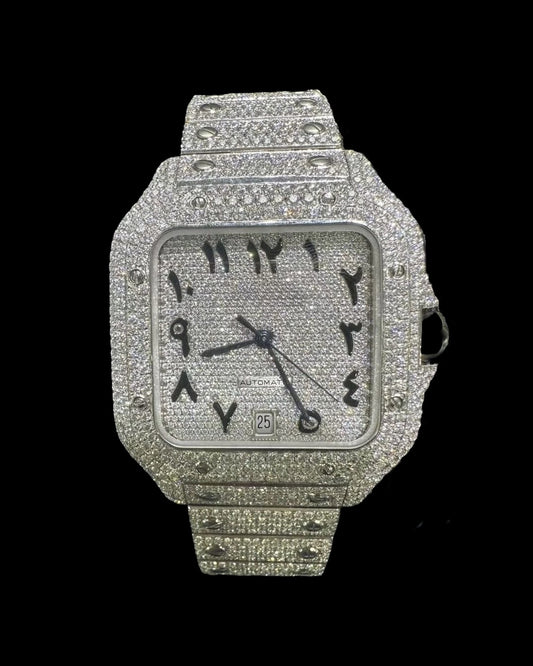 Santos VVS1 Moissanite Arabic Dial 41mm 'White'