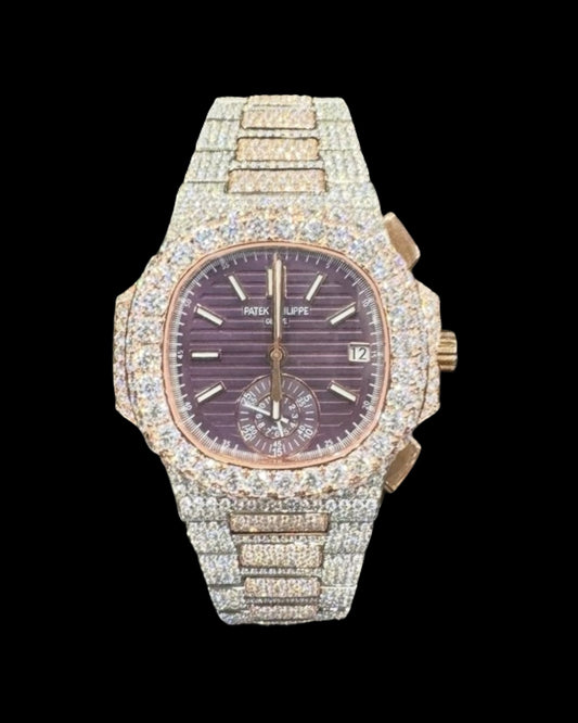 Nautilus VVS1 Moissanite 41mm 'White/Purple Dial'