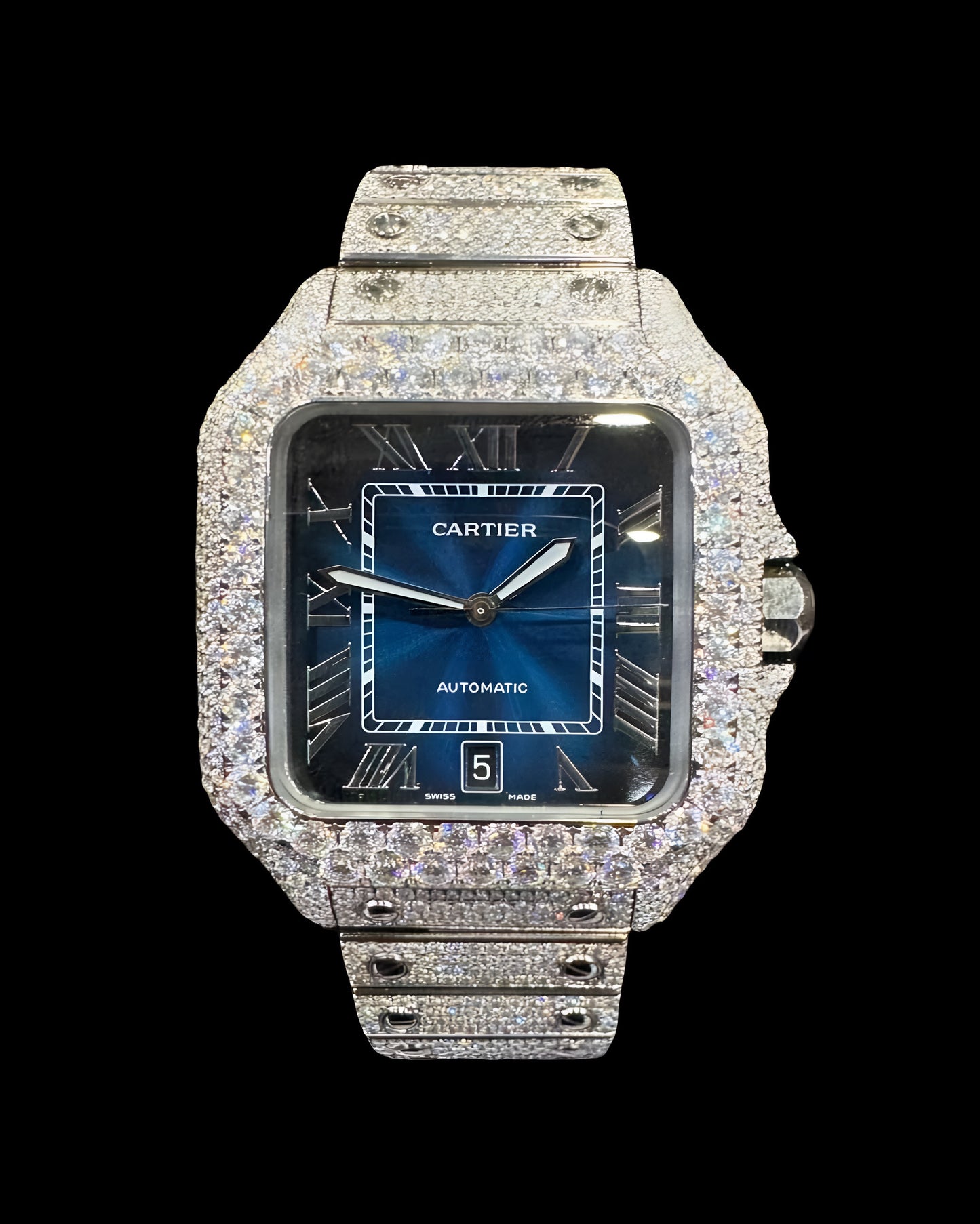 Santos VVS1 Moissanite 41mm 'White/Blue Dial'