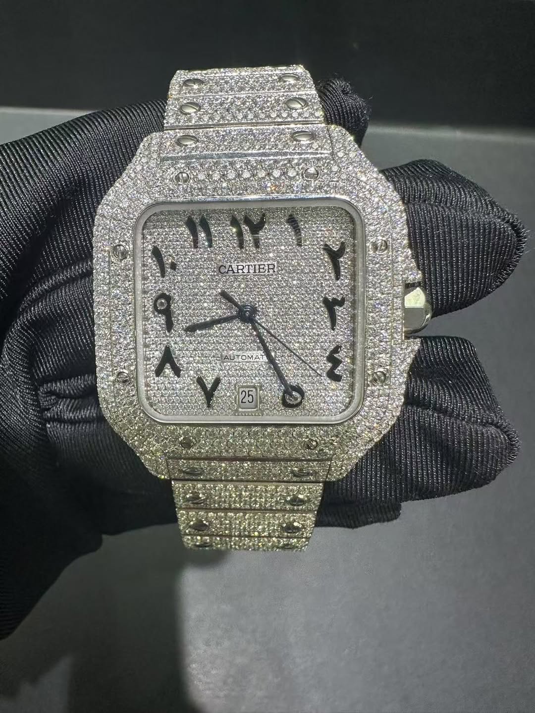 Santos VVS1 Moissanite Arabic Dial 41mm 'White'