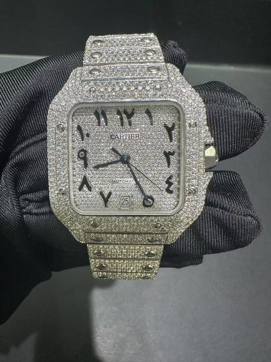 Santos VVS1 Moissanite Arabic Dial 41mm 'White'