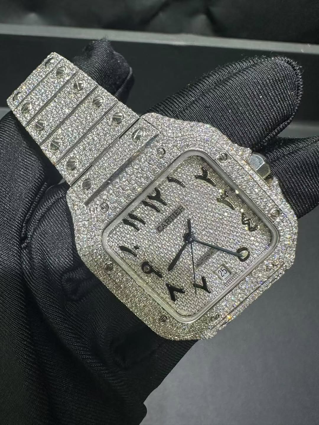 Santos VVS1 Moissanite Arabic Dial 41mm 'White'
