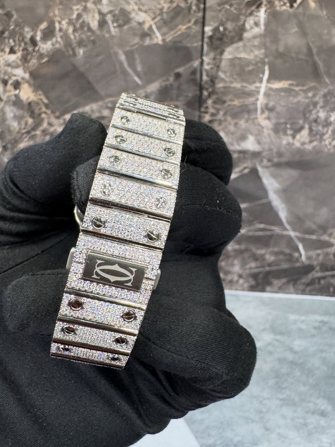 Santos VVS1 Moissanite 41mm 'White/Blue Dial'