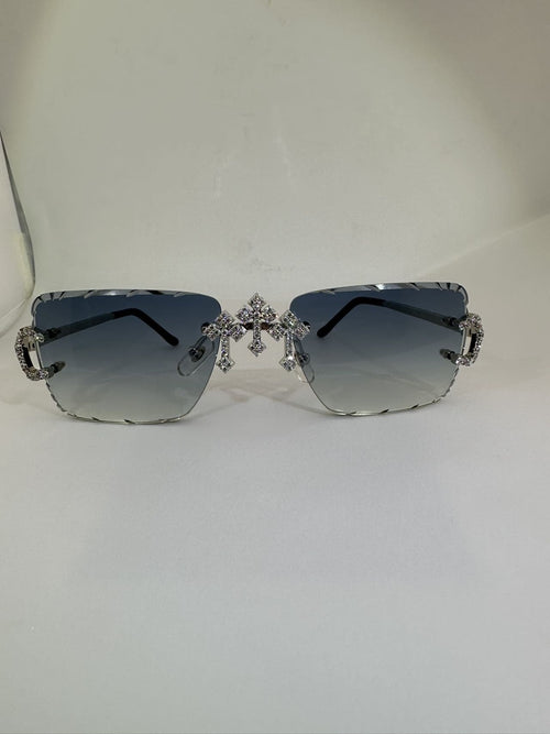 Big C VVS1 Moissanite Cross Sunglasses 'Navy'