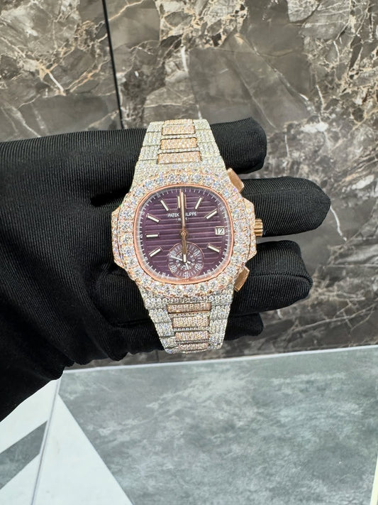 Nautilus VVS1 Moissanite 41mm 'White/Purple Dial'